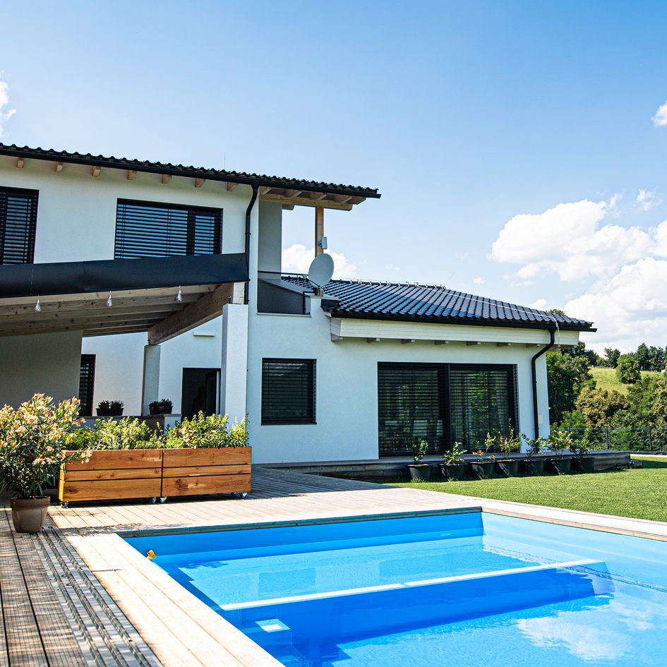 Modern pool and home